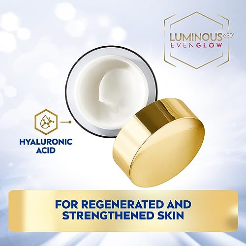 NIVEA LUMINOUS 630 EVEN GLOW Anti Dark Spot Face Night Cream, Revitalizing Skin Complexion Repair, Spotless Even Skin, Hydrating Hyaluronic Acid, 50ml