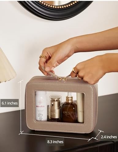 Small Cosmetic Bag for Purse Mini Makeup Bag for School Cute Clear Make Up Pouch for Travel Tiny Leather White Make Up Organizer Case for Backpack Toiletry Bag Waterproof Square Pouch with Zipper