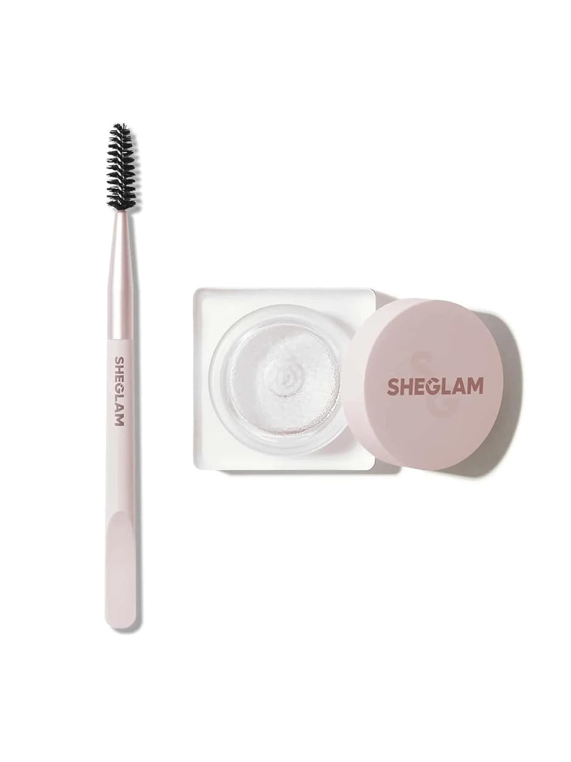 SHEGLAM Makeup - Set Me Up Eyebrow Hold Gel - Long-Lasting, Waterproof and Extreme Hold Wax with Double-ended Brow Brush (Crystal Clear), 1.0 count, 1