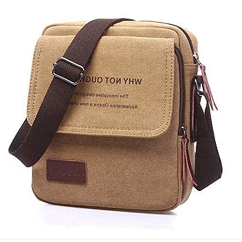 Fashion Shoulder Bag For Men Stylish Brown Canvas Crossbody Bag Korean Style HandBag For Male