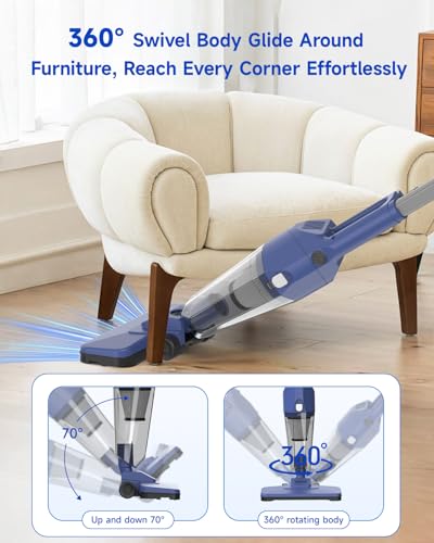 BOMIDI 17000Pa Ultra - Strong Handheld Vacuum Cleaner with 900mL Dust Cup, Quiet Suction, 5m Cable & Washable Filter - Ideal for Wood, Carpet, Tile Floors - Blue