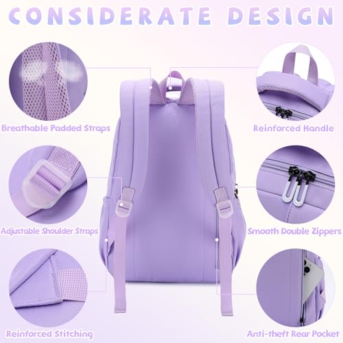 School Bags for Girls,VASCHY Cute Kids Backpack for Elementary Middle Schooler Teen Girls/Kids Travel with Clear Pin Pouch