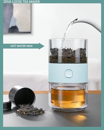 ZENS Travel Tea Set,Tritan Portable Teapot Infuser Set for One with 200ml Double Walled Teacup for Loose Tea,To Go Light Green Travel Case for Office or Homeworking Daily Tea