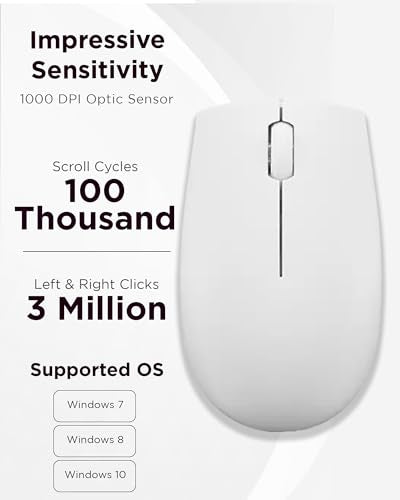 Lenovo 300 Wireless Mouse – Computer Mouse for PC, Laptop with Windows – Ambidextrous Design – 2.4 GHz Nano USB Receiver – 12 Month Battery Life