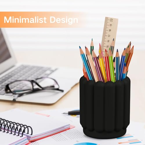 Tazweeq Silicone Pen Holder, Pencil Holder, Cute Pens Cup, Children's Desk Office Decoration, Desktop Accessories, Pen Holder Desk Organizer (Black)