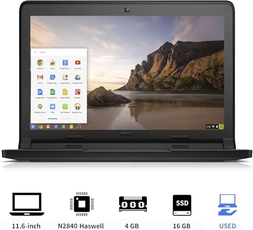 KJD Used Chromebook Laptop 11-3120 P22T 11.6 Inches Intel Celeron N2840 2.16GHz Processor 4GB RAM 16GB SSD Chrome OS PC Notebook Top Apperance Covered by Computer Skin with Charger (Upgraded)