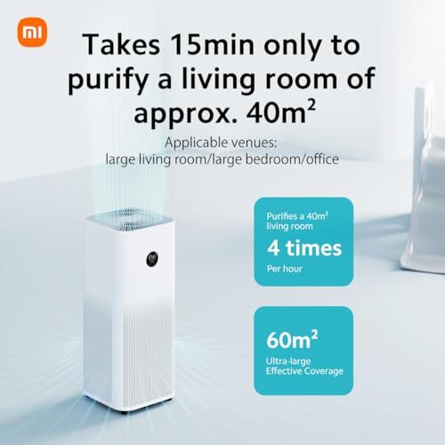 Xiaomi Smart Air Purifier 4 Pro App/Voice Control,Suitable For Large Room Smart Air Cleaner Global Version, 500 M3/H Pm Cadr, Oled Touch Screen Display - Mi Home App Works With Alexa - White