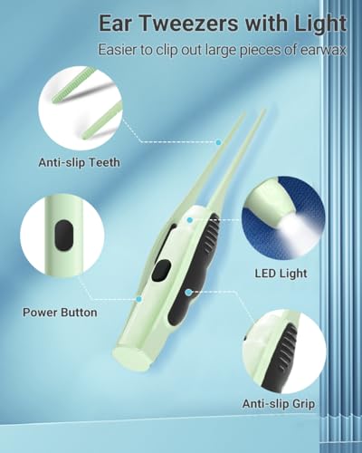 TEYIYES Ear Wax Removal Kit Upgraded All in One Ear Cleaning Tool Set with LED Light/Ear Pick Digger/Twezzers/Spiral Spring Ear Spoon with Storage Box for Adults, Kids and Pets (Pack of 7)