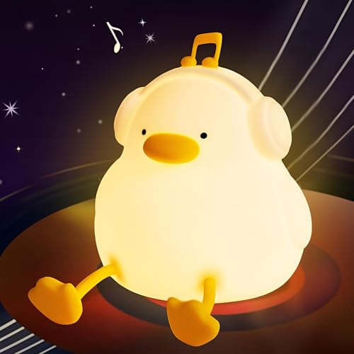 BORTONY Duck Night Light for Kids, Soft Silicone Cute LED Squishy Lamp, Phone Holder Nursery Nightlight Lantern Touch Control Dimming, Rechargeable Bedside Touch Lamp Gifts for Boys & Girls (Duck)