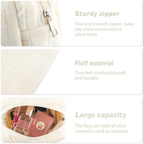 ZLFSRQ 3Pcs Checkered Makeup Bag for Women Large Cosmetic Bag Set Travel Toiletry Bag Makeup Pouch Bag for Purse Pink Zipper Storage Bag Organizer Cute Small Aesthetic Girls Car Essentials Bag