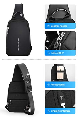 Mark Ryden Anti-theft Sling Chest Bag Handbag for Men,Waterproof Crossbody Travel Shoulder Bag Fit for 11" ipad pro â€¦ (black)