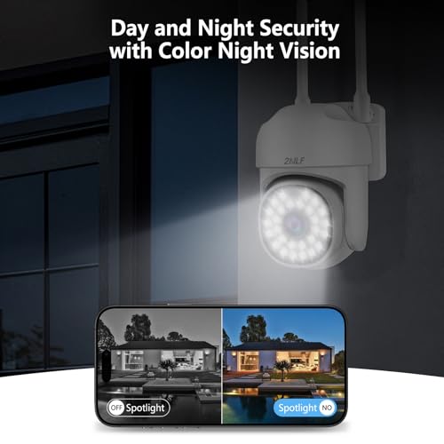 2NLF 1080P HD Outdoor Security Camera Wireless, 5GHz & 2.4GHz Wi-Fi PTZ Security Camera with 360° Vision, Motion Detection, Color Night Vision, Two-Way Audio, SD/Cloud Storage, IP66 Waterproof