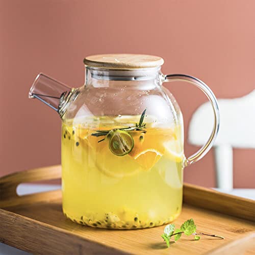 TAPIT Glass Teapot, Stovetop & Microwave Safe Heat Resistant Glass Borosilicate Teapot, Glass Kettle with Removable Filter Spout for Loose Leaf Tea & Blooming Tea (1.6L)