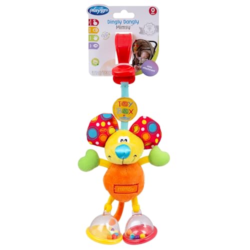 Playgro Toy Box Dingly Dangly Mimsy (BD) – Engaging Stroller Baby Toy for Development and Sensory Play, 0+ Months