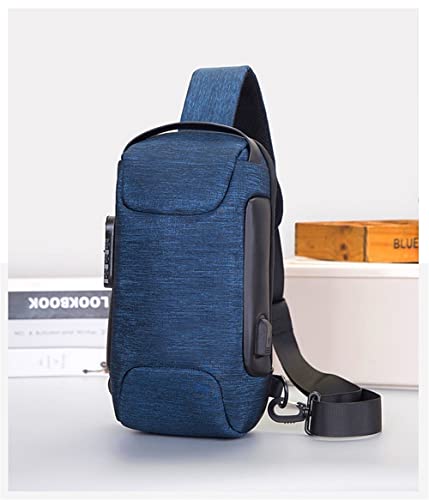 ZYING Anti theft Crossbody Sling Bag with USB Charging Port, Fit for 9.7'in iPad, Blue, Normal