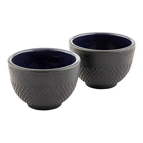 Restaurantware Cast Iron Tea Cups, Tetsubin Hobnail Black Cast Iron Tea Cups - 5 oz - 2ct Box -
