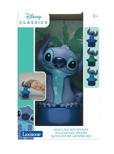 Lexibook, Disney Stitch, Nightlight with Speaker, Colour change, Soft light, Battery operated, Blue, NS01D