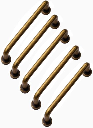 Antique Brass Cabinet Bar Pulls 3.78" Hole Center 5 Pack Classic Vintage Retro Drawer Handles Kitchen Cupboard Bathroom Dresser Cabinet Hardware