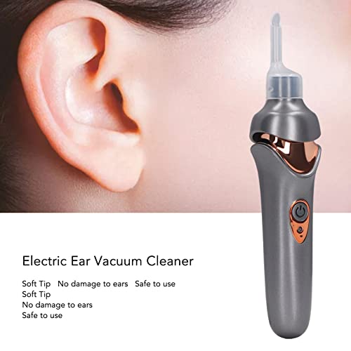 Zudoo Electric Ear Suction Device, Portable Automatic Electric Vacuum Ear Pick Ear Cleaner Earwax Remover with LED Light for Earwax Removal, Soft Prevent Ear-Pick Clean Tools Set (Black)