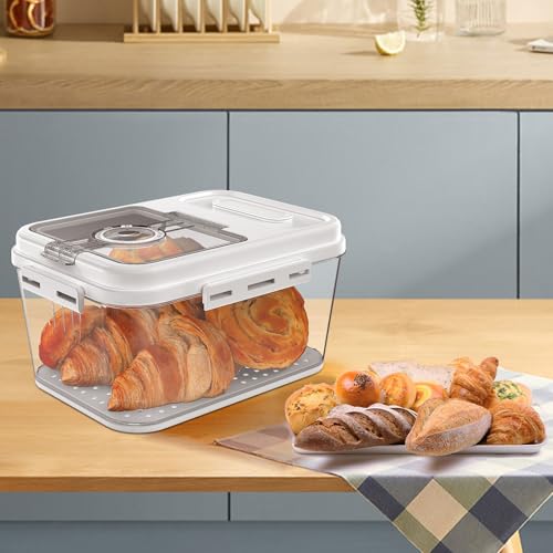 ANYPROLUS Bread Box for Homemade Bread, Time Recording Bread Containers Storage Airtight Loaf, Bread Storage Container Bread Keeper with Lid, Bread Box for Kitchen Countertop, White