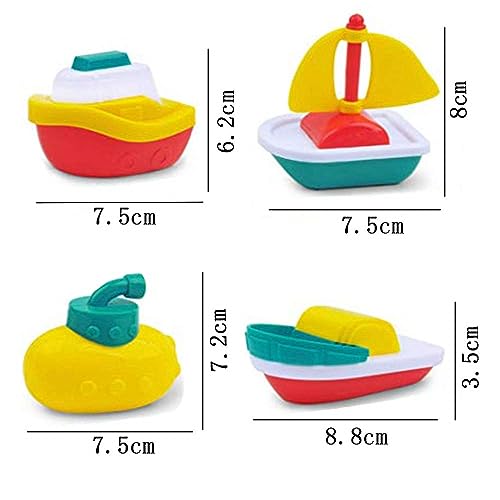 Azonee Baby Bath Toys, 4 Pcs Little Boat Train Bath Toy, Bath Toys Bathtime Floating Boat Plastic Ship Model for Toddlers Kids, Birthday Gift for Kids