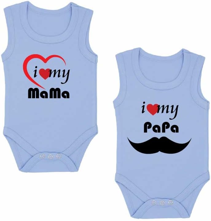 Pack of 2 Unisex Baby Romper with Mama and Papa Printed Design for Newborns,Infants, Toddlers Sleeveless Jumpsuit Snap Closure for Easy Diaper Changes Ideal for Baby Shower