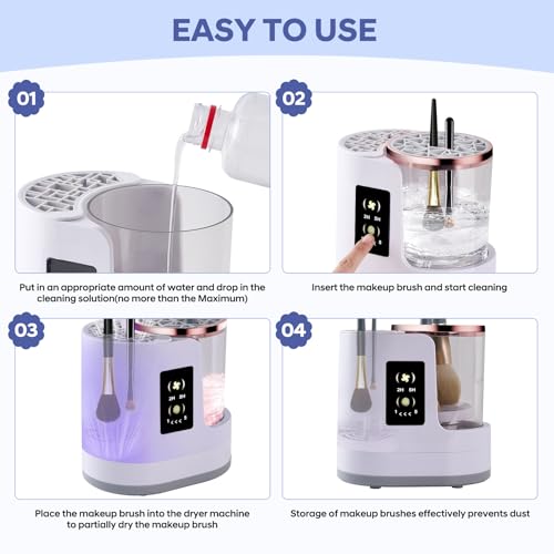 Angju Electric Makeup Brush Cleaner Machine, 3 IN 1 Automatic Make up Brush Cleaner with Makeup Brush Dryer,Portable USB Deep Quick Cleaning Tools for All Size Makeup Brush Set,Blush Brush,Sponges