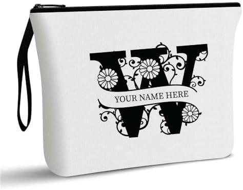 PRINTSHOP4ME Personalized Makeup Bag - Initial Monogram Cosmetic Pouch - Customizable Your Name - Monogrammed Makeup Pouch - Perfect for Travel Organizer - Cosmetic Bag for Women (N)