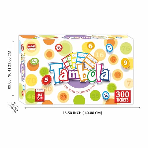 Ankit Toys & Games Classic Tambola Game 300 Tickets 90 Plastic Tokens Multicolor & Cardboard Game| Parties Fast Matching Numbers|Kids & Adults Age 8+ Years