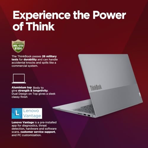 Lenovo Thinkbook 16 G6 AMD Ryzen 5 7430U 16" Wuxga IPS Antiglare 300 NITS Laptop (16GB RAM, 512GB SSD, Integrated AMD Radeon™ Graphics) Fingerprint | Backlit | Win 11 Pro (UPGRADED) 21KK008FAK - Grey
