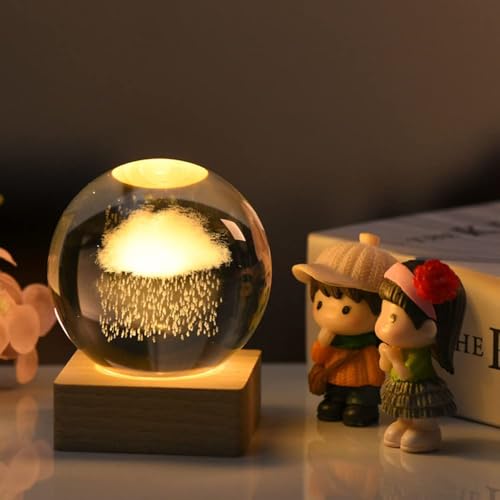 Defsedar 3D Galaxy Crystal Ball Night Light, LED Light Base, Starry Sky Projection, Kids Bedroom Decor, Gift for Boys & Girls, Dimmable & Touch Control, Safe & Energy-Efficient (Style 4)