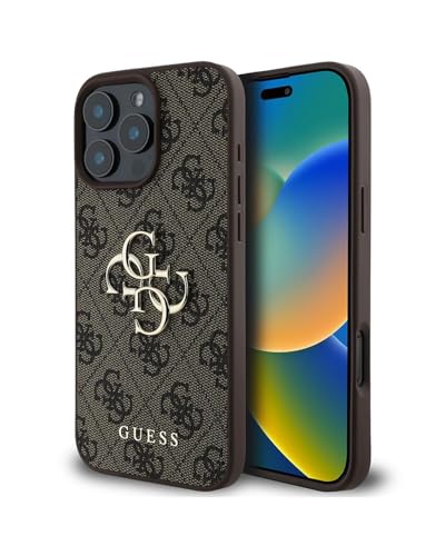 CG MOBILE Guess Case Compatible with iPhone 16 Pro Max Back Cover Hul - 4G PU Big Logo - Brown (iPhone 16 Pro Max)