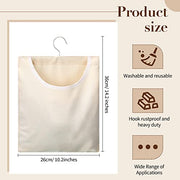 Eccliy 2 Pcs Canvas Clothespin Bag with Hanging Hook for Clothesline Outdoor 15 x 11 Inch Summer Laundry Clothes Pin Holder Portable Pin Hanging Bag Pin Storage Organizer for Home Balcony Travel,Beige