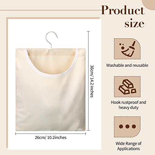 Eccliy 2 Pcs Canvas Clothespin Bag with Hanging Hook for Clothesline Outdoor 15 x 11 Inch Summer Laundry Clothes Pin Holder Portable Pin Hanging Bag Pin Storage Organizer for Home Balcony Travel,Beige