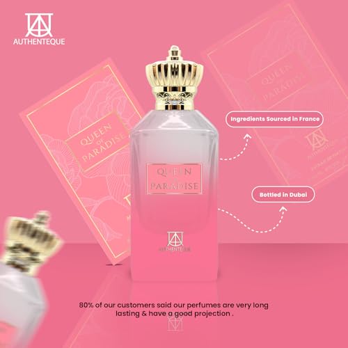 AUTHENTEQUE - Queen of Paradise - Perfumes for Women - Long Lasting and Addictive Personal Womens Perfume - Luxury Fragrance - Extrait De Parfum - 3.4oz (100 Ml)
