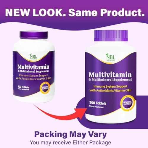 NBL NATURAL Adult Multivitamin for Women and Men, Daily Nutritional Support, 300 Tablets
