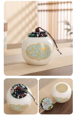 Chinese/Japanese Porcelain Tea Set, Black Kungfu Teapot Set with 1 Teapot, 4 Tea Cups, 1 Tea Tray,1 Tea Caddy, Suitable for Picnic and tTravel, for Adults, Tea Lover/Women/Men/Office/Home (White)