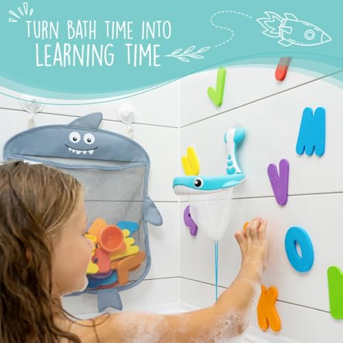 Comfylife 2 x Mesh Bath Toy Organizer  6 Ultra Strong Hooks  36 Bath Letters ââ?¬â?? Eco-Safe, Fun, Educational Foam Baby Bath Letters and Perfect Toy Storage Net for Baby Bath Toys & More