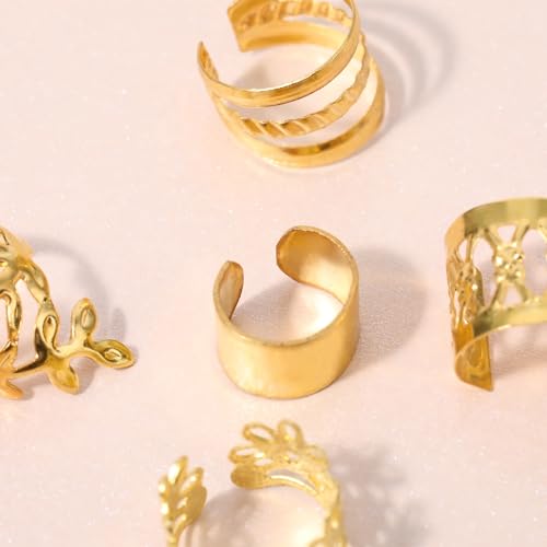 Prasacco 50 Pieces Gold Hair Jewelry for Braids, Dreadlocks, and Locs - Metal Rings, Cuffs, Clips Accessories Decorations for Women and Girls