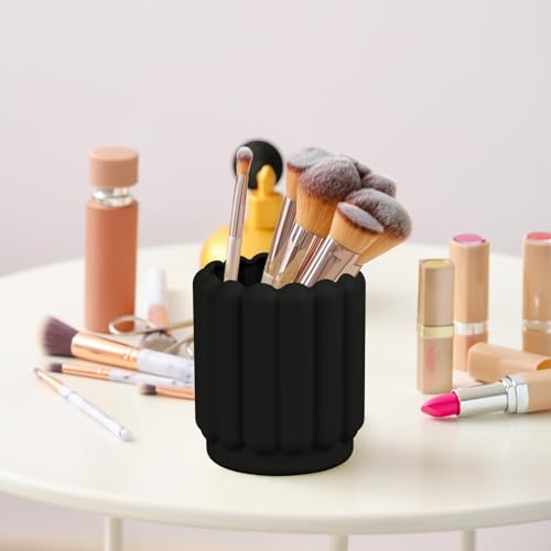 Tazweeq Silicone Pen Holder, Pencil Holder, Cute Pens Cup, Children's Desk Office Decoration, Desktop Accessories, Pen Holder Desk Organizer (Black)