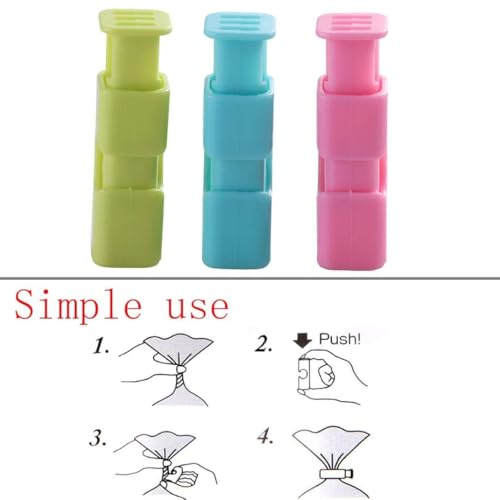12 Pcs Squeeze and Lock Bread Bag Clips, Bread Clips Resuable, Bag Clips for Food Storage, Sturdy Bread Cilp, Heavy Plastic, Handy Bag Cinch, Easy to Use with Bread Bag Closures