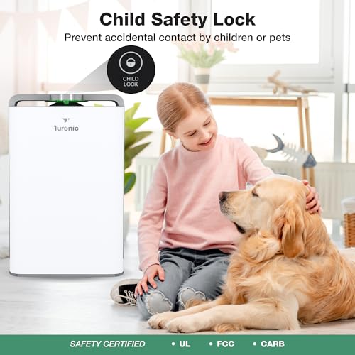 Turonic PH950 - Air Purifier And Humidifier Combo, Large Room Air Cleaner For Home - up to 4200 Sq Ft, 8-Stage Purification w/True Hepa 13 Filter, UV Light & Ionizer, Smart Auto Mode, Wi-Fi control