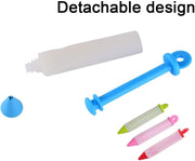 KASTWAVE Silicone Food Writing Pen Cake Decorating Tool, Practical Squeezing Cream Pen Chocolate Cake Decoration Tool with 4 Heads Cookie Icing Piping Pastry Nozzles for Bakery Kitchen 4Pcs