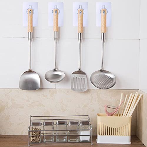 Rethan Adhesive Wall Hooks, 8pcs Heavy Duty Wall Hooks Self Adhesive Hook Strong Nail Transparent Screw Holder Self-Sticking Wall Hooks for Bathroom Kitchen Wall Hanging Ceiling, Screw Net Length 8mm
