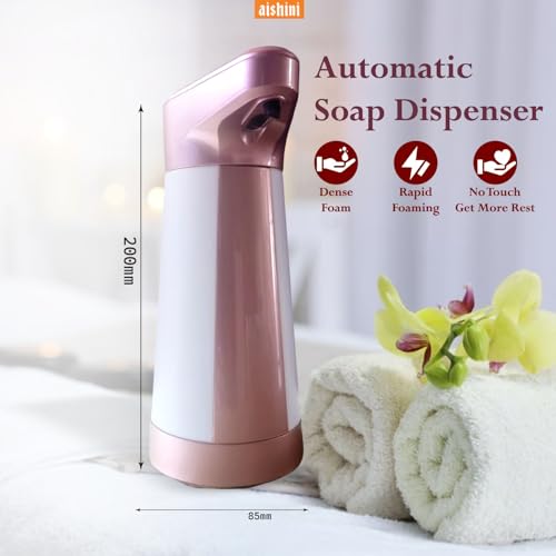 Aishini Automatic Touchless Soap Dispenser Liquid, 13.5oz/500ml, IPX5, AA Battery Charged Ultra-Sensitive, Non-Contact Infrared Motion Sensor 3 Level Adjustment for Bathroom, Kitchen, Office, Hotel