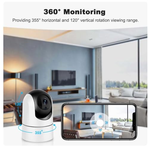 Eazyliv Tuya Wi-Fi Wireless Camera,1080P Indoor Security Camera for Pet/Elderly/Dog/Baby Monitor, HD & 360° Pan, IR Night Vision, 2-Way Audio, Motion Detection, Alerts & Allow Multi-Users Sharing