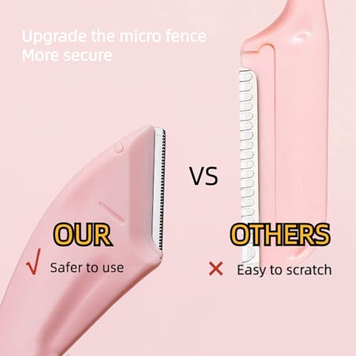 Paporich Eyebrow Trimmer Set Stainless Steel,Eyebrow Razor Eyebrow Scissors with Comb Beauty Tools, for Beginner Make Up Tool Hair Removal Accessories, for Men and Women (Pink, Pack of 3)