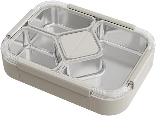 BERAM 4-Compartment Stainless Steel Lunch Box 1020ml, Insulated Leakproof Bento Box with Tableware, BPA-Free SUS 304 + PP + Silicone, Dishwasher Safe Meal Prep Container - Single