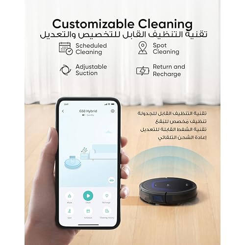 eufy G50 Hybrid Robot Vacuum with Mop, 4,000 Pa Strong Suction, Dynamic Navigation, Pro-Detangle Comb, Roller Brush, Ideal for Pet Hair, Hard Floors, Hard Floor Only