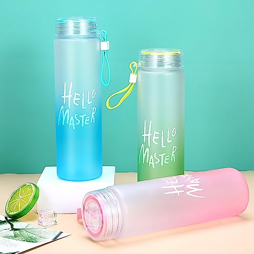 BLUEWORD Water Bottle, Hello Master Water Bottles Colorful Bottle with Airtight Cap Holder Strap, for School, College, Office (White)